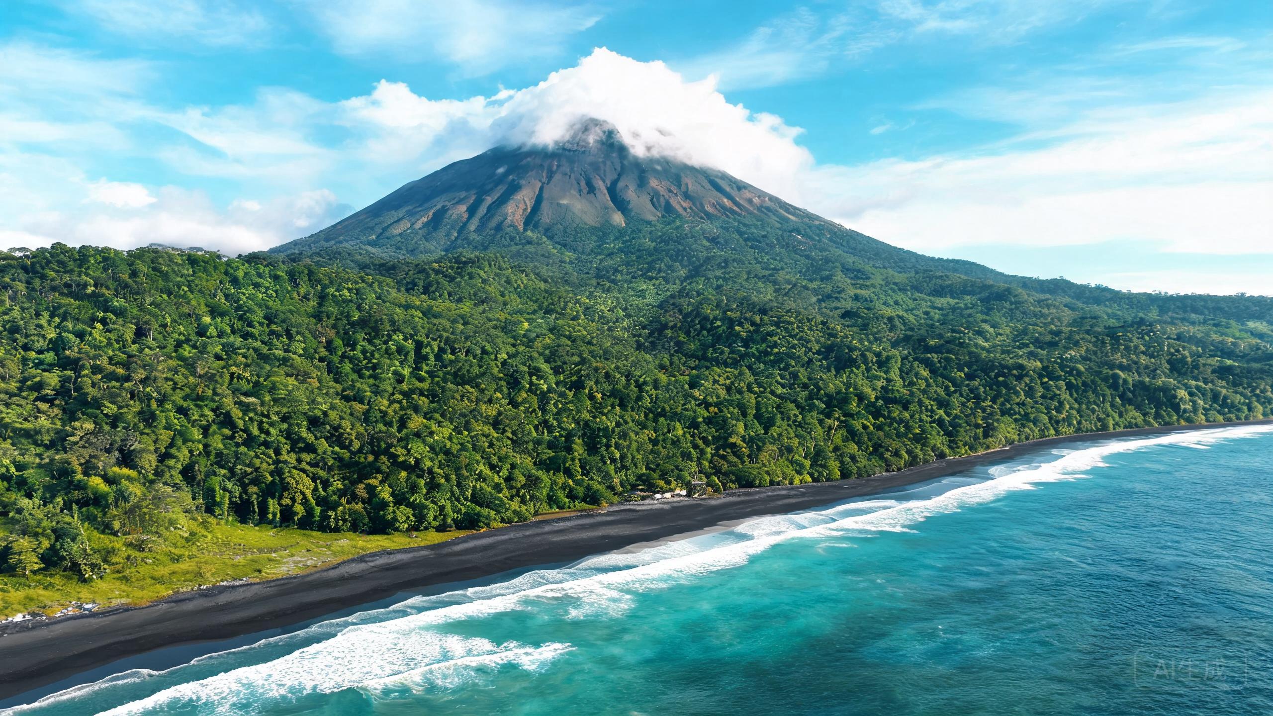 圣多美皮科火山与黑沙滩
